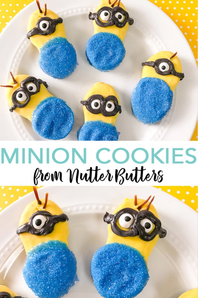 Use Nutter Butters to make minion cookies that everyone will love! A quick and easy recipe to whip up any day of the week! #cookies #recipe #minions