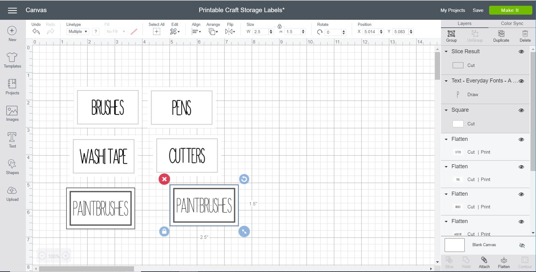 How to customize printable labels in Cricut Design Space.