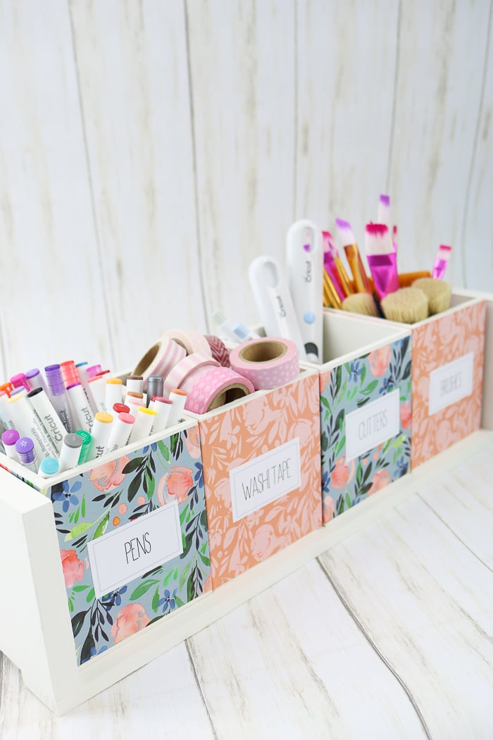 Make this DIY craft organizer to store your most used craft supplies like markers, washi tape, cutters, and paint brushes
