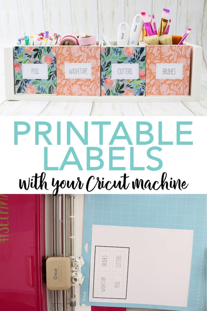 Learn how to make custom printable labels with your Cricut machine and the print then cut feature! You can then use them to organize craft supplies or just about anything around your home! You can also see more about the Cricut Explore Air 2 Wild Rose bundle at JOANN stores! #cricut #cricutmade #organize #craftroom #organization #labels