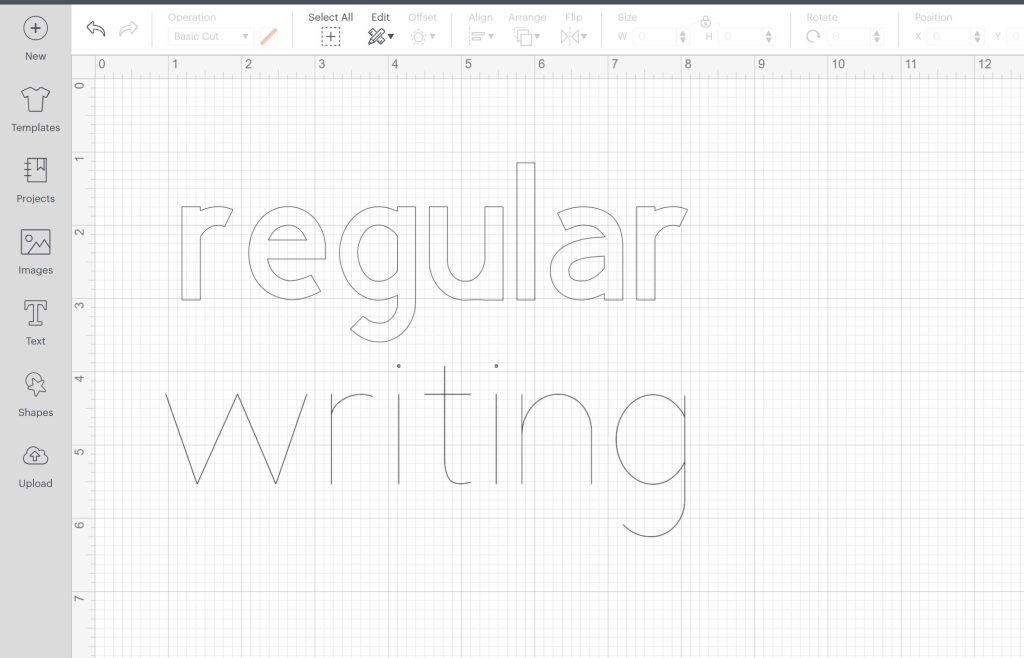 regular versus writing fonts on a cricut