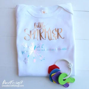 Little Sparkler Patriotic Iron On Onesie with Cricut Maker by Doodlecraft Blog