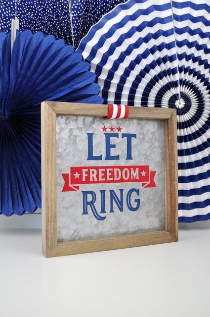 Patriotic Let Freedom Ring Farmhouse Sign 2 by Jen Gallacher