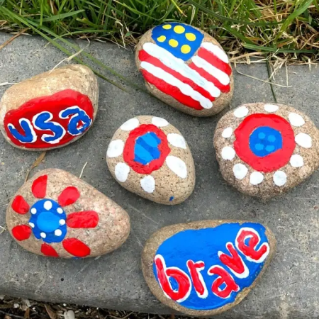 Patriotic Rock Painting by Me And My Inklings