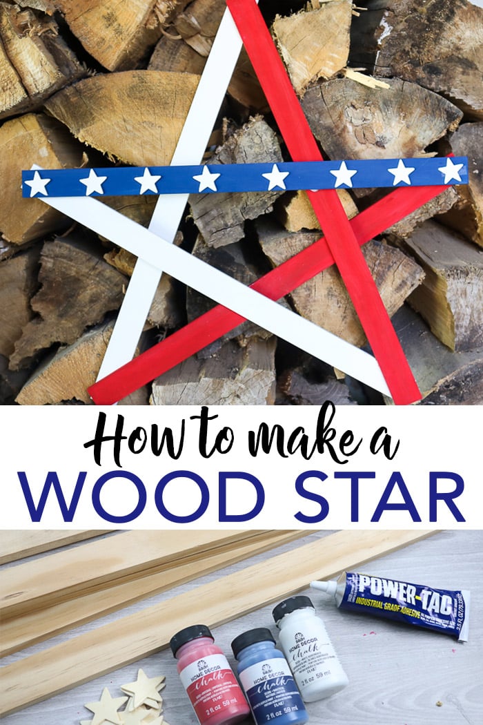 Learn how to make a large wooden star! A 15 minute project that is perfect for showing your patriotic pride outdoors! #patriotic #americana #redwhiteandblue #diy