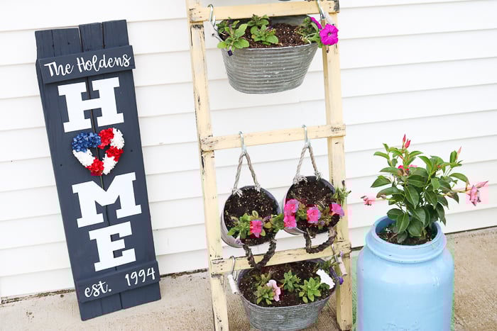 Patriotic wreath home sign