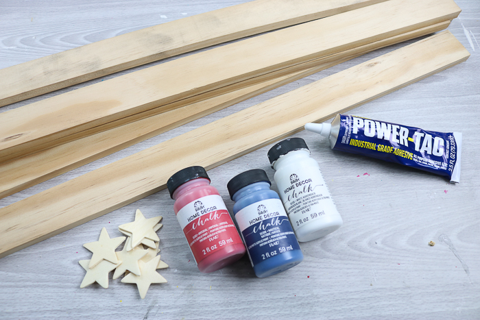 Supplies needed to make DIY patriotic wood star