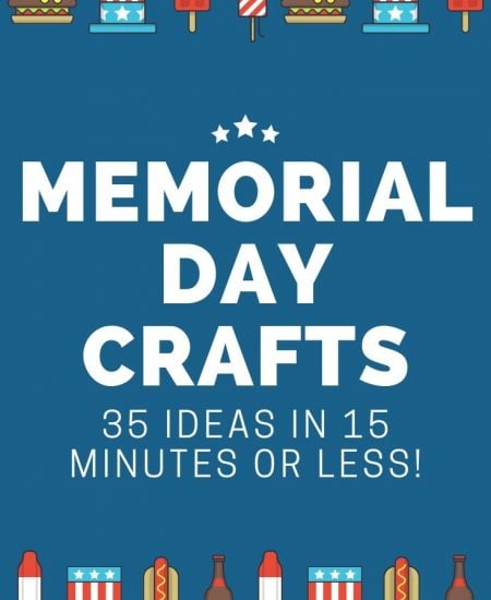 Great ideas for Memorial Day crafts that all take 15 minutes or less to make! Grab your supplies and get started on some patriotic crafts today! #memorialday #patriotic #crafts