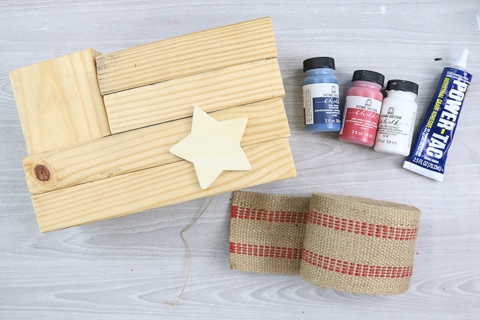 supplies for a diy rustic wood flag