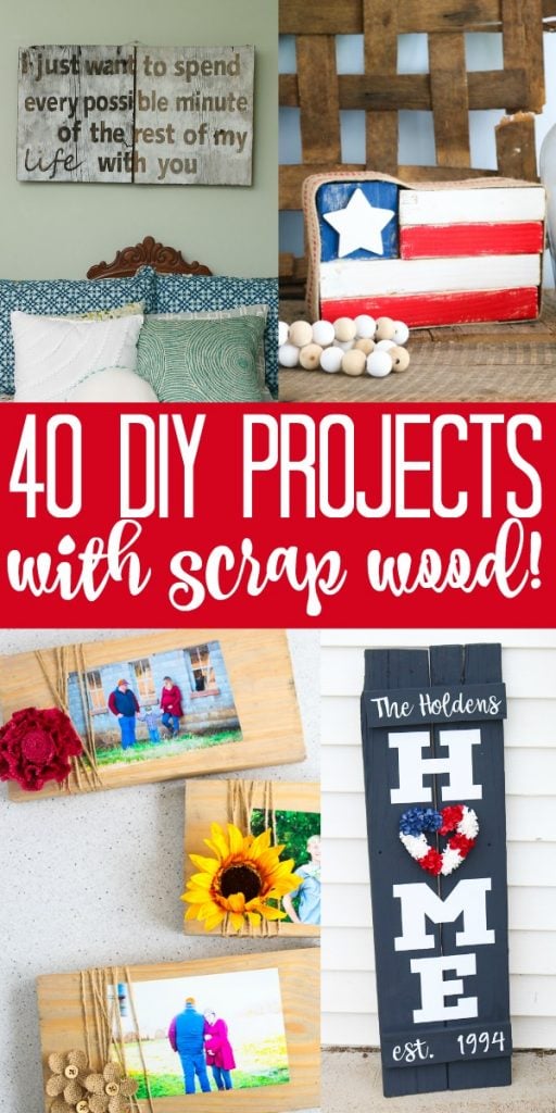 Make these DIY scrap wood projects with those small pieces leftover from your larger projects! 40 ideas to get your creativity flowing! #scrapwood #wood #rustic #diy