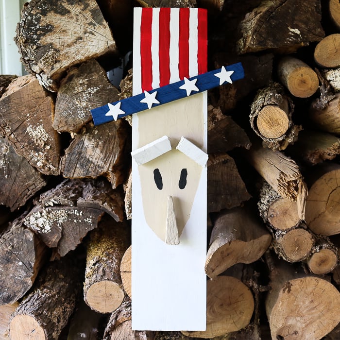 patriotic decorative uncle sam made from wood perfect for a porch