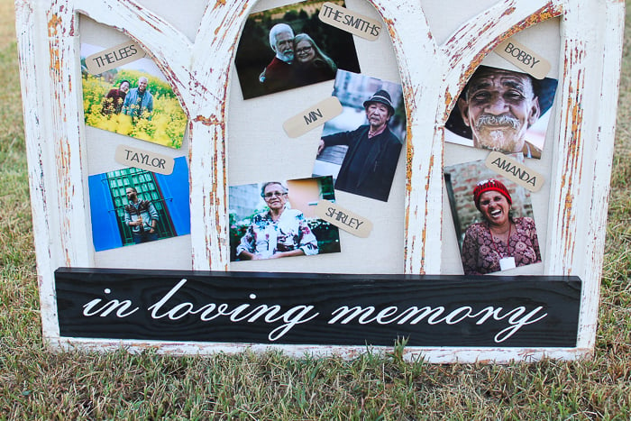 in loving memory wedding sign added to a large frame