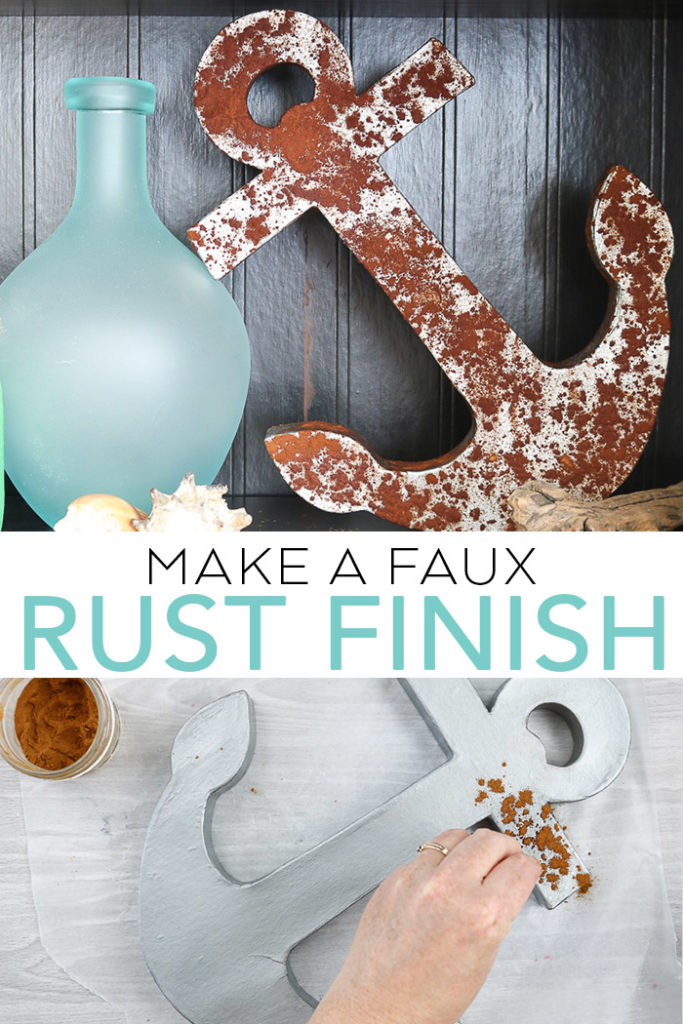 Learn how to make a faux rust finish with a common household staple that you have in your cabinet! You will not believe how easy this is! #rustic #rust #fauxfinish #paint #beach #coastal
