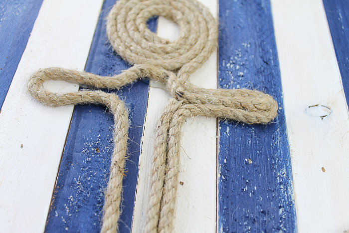 gluing rope into the shape of an anchor