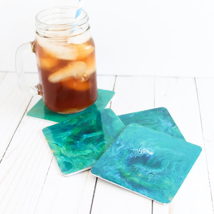 marbled resin coasters