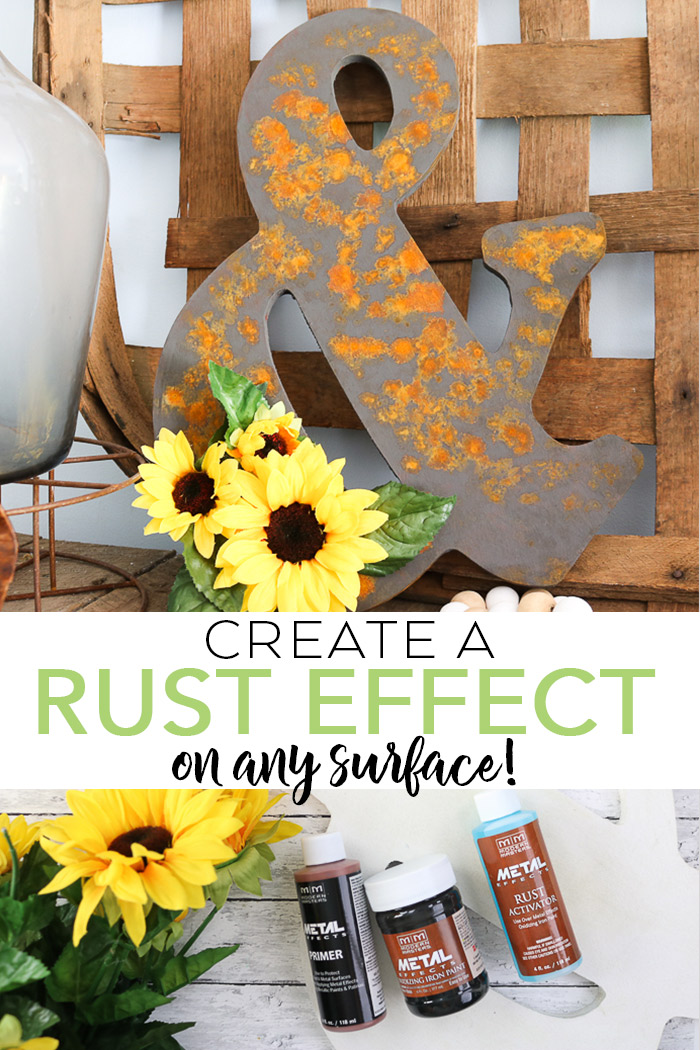 This rust effect paint is the perfect away to add a rustic finish to any surface! An authentic rust finish just with a few bottles of product! #rustic #rust #farmhouse #farmhousestyle