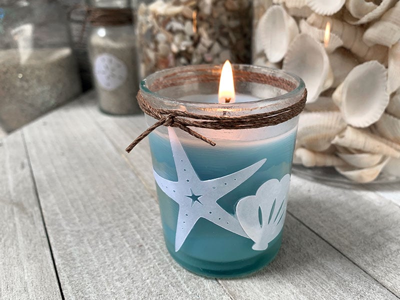 sea shell votive using a Cricut