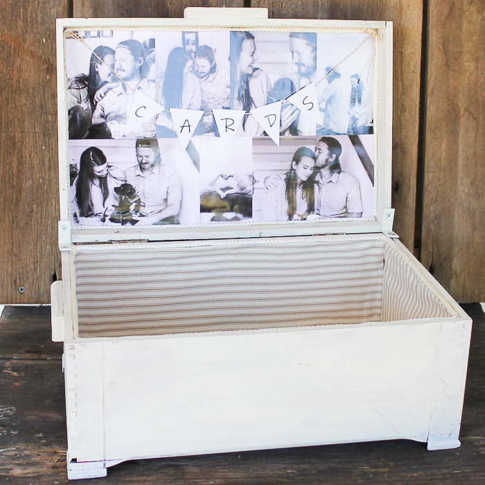 a wedding card box with pictures
