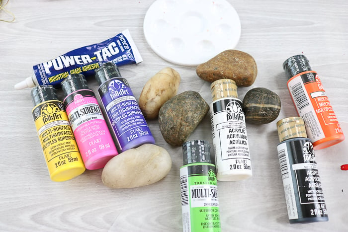 supplies to paint caterpillar rocks