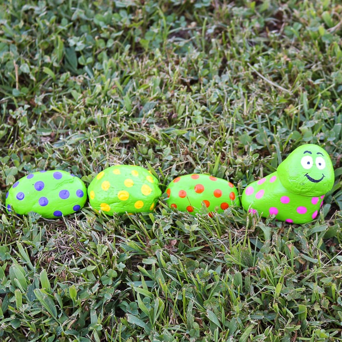 caterpillar rocks for a garden