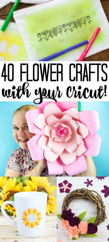 Love crafts with Cricut flowers? We have a collection of crafts for you! These 40 flower crafts can all be made with your Cricut machine! #cricut #cricutmade #flowers #cricutflowers