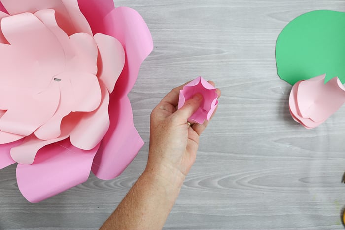 The smallest flower petals will be used as the center of the large paper flowers