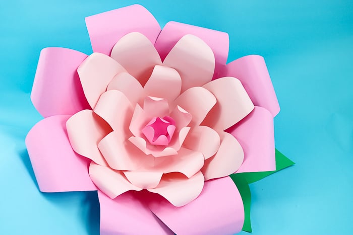 Add leaves to your large paper flowers and the flowers are complete!