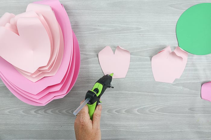 Create your paper flower petals using a hot glue gun