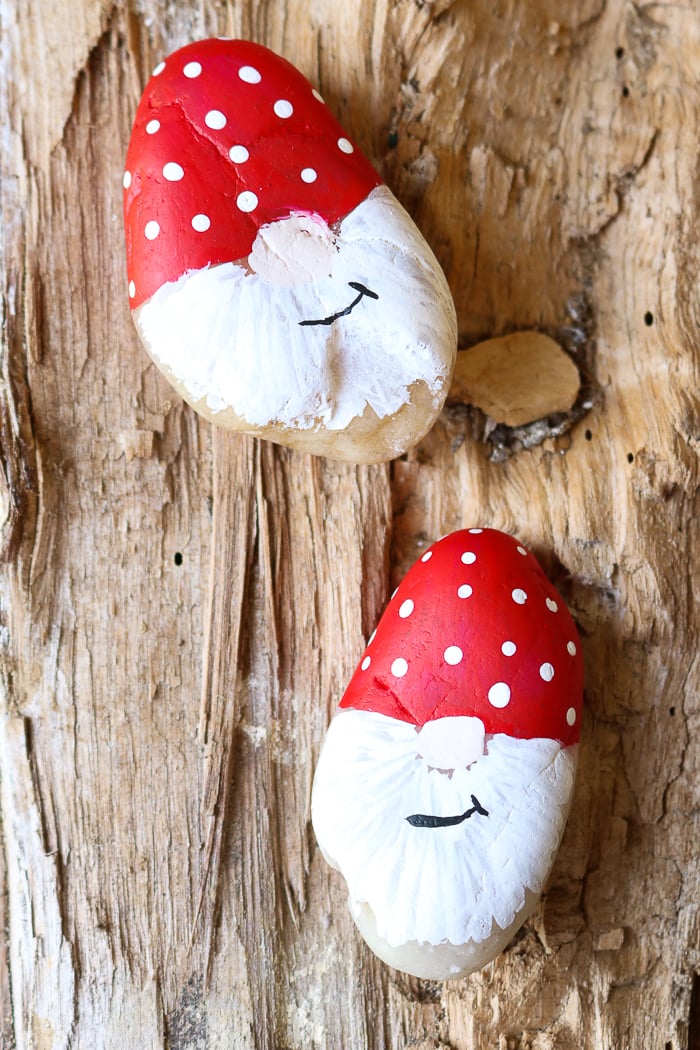 painted garden rocks that look like gnomes