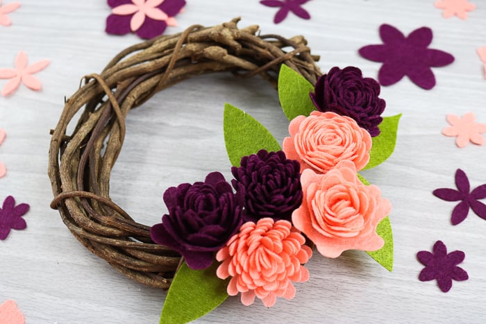 wreath with felt flowers