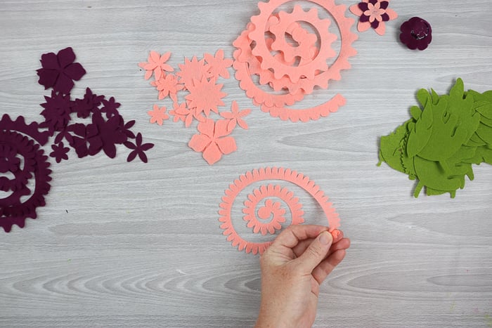 assembling a felt flower