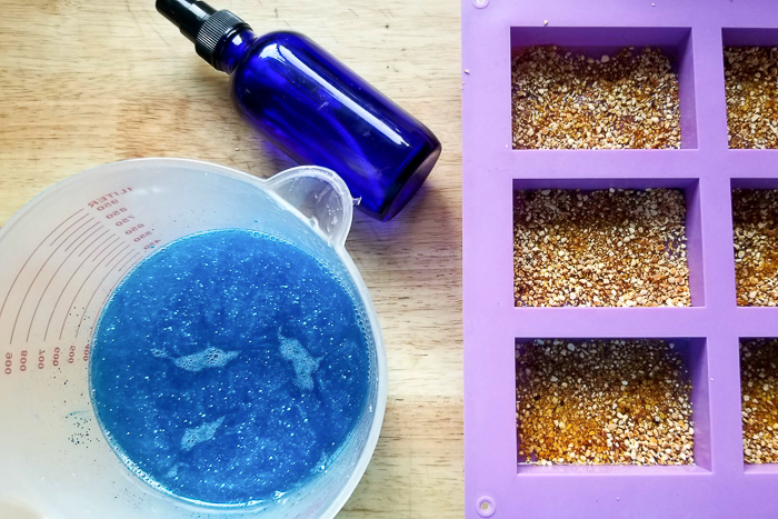blue glitter soap base for handmade soap that looks like water