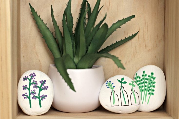 floral painted rocks