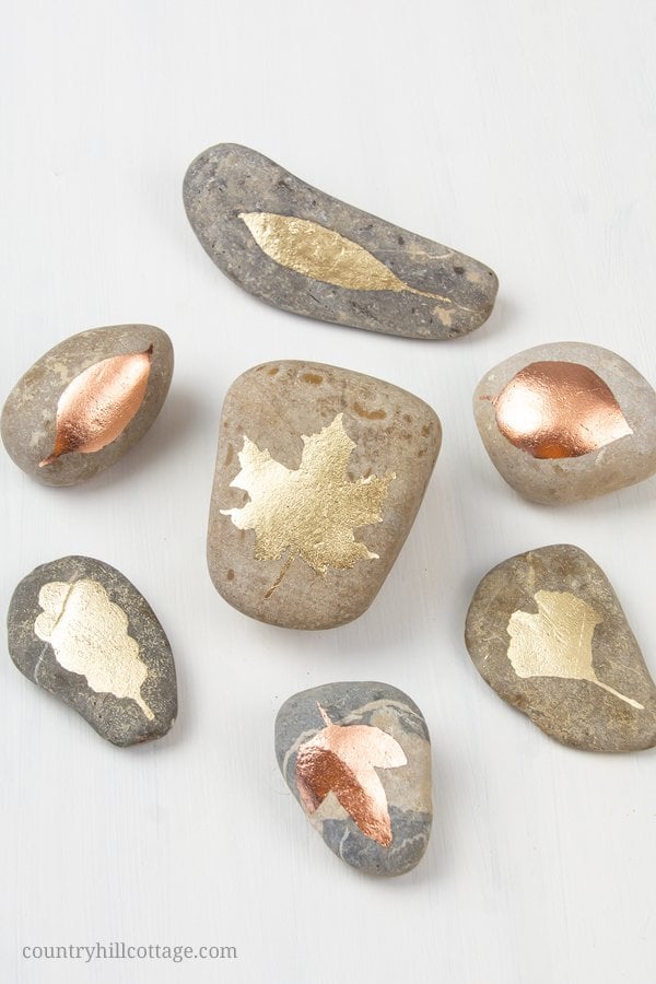 gold leaf on rocks