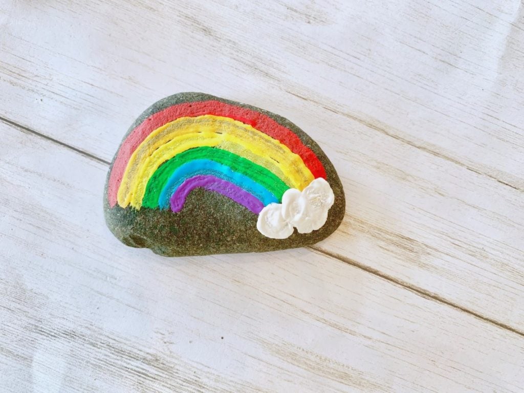 rock painting rainbow
