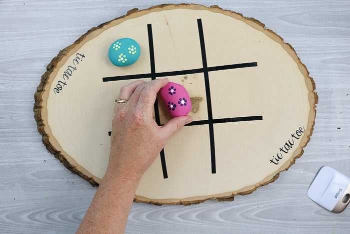 Tic Tac Toe Board Game with Rocks  Hangman game, Cricut, Country