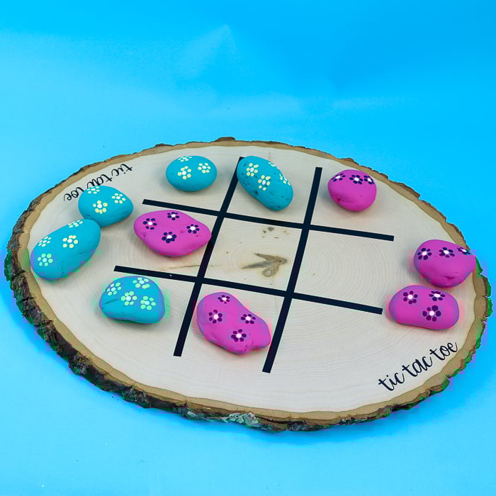 Tic Tac Toe Board Game with Rocks