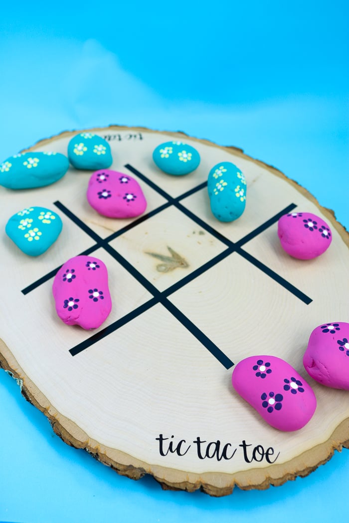 Tic Tac Toe Board Game with Rocks