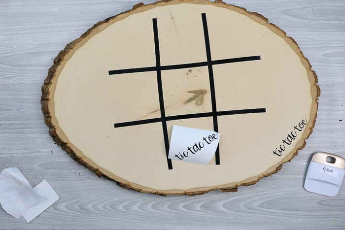 adding tic tac toe lines to a wood slice