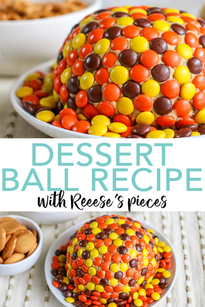 Make this dessert ball recipe for fall! A great dessert idea for Thanksgiving, Halloween, or other fall parties! If you love peanut butter, this is the dessert for you! #dessert #thanksgiving #fall #halloween #dessertrecipe #yum