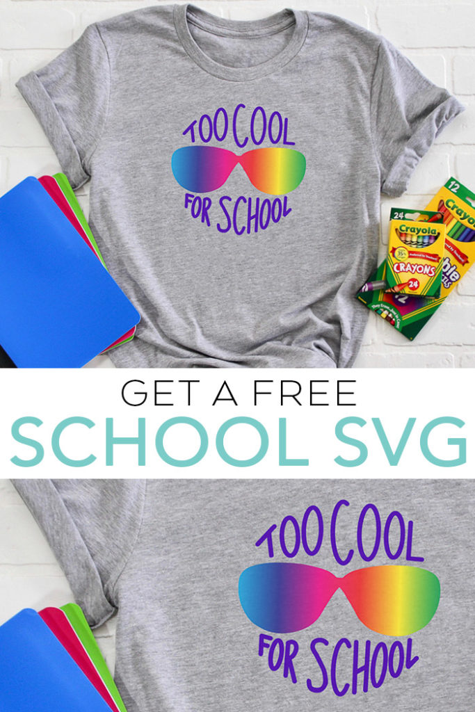 Get a free school SVG file and make a fun back to school shirt for your little one! Too cool for school SVG file that you can use with your Cricut or Silhouette! #cricut #cricutmade #silhouette #svgfile #freesvg #svg
