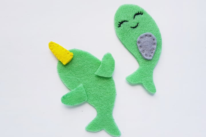 stitching a narwhal plushie kids craft