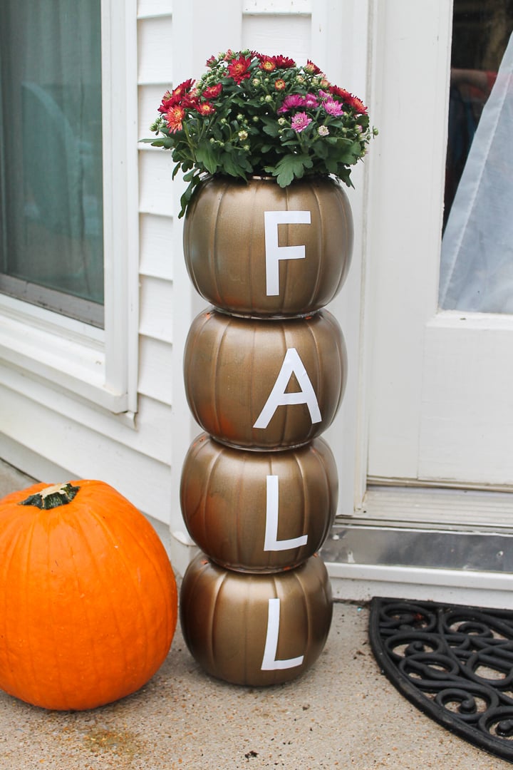 a pumpkin planter with a Cricut machine