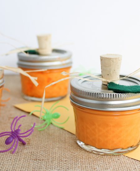 orange slime in a mason jar