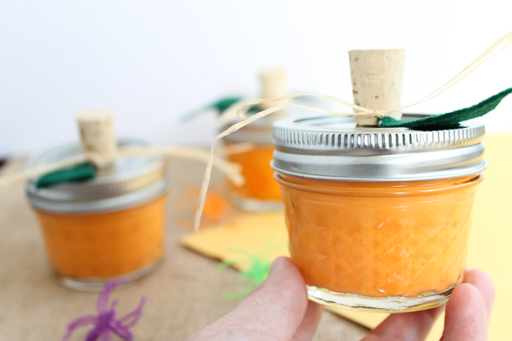 orange gook in a small jar