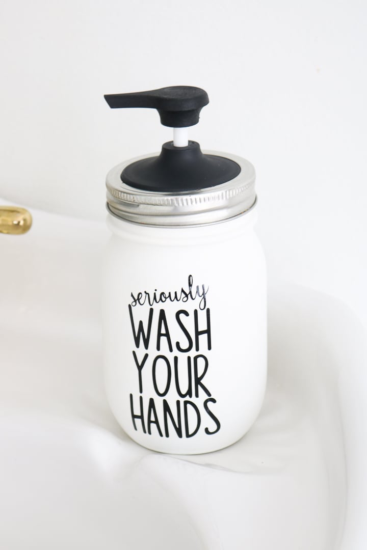 Remind your guest to wash their hands with this easy diy mason jar soap dispenser