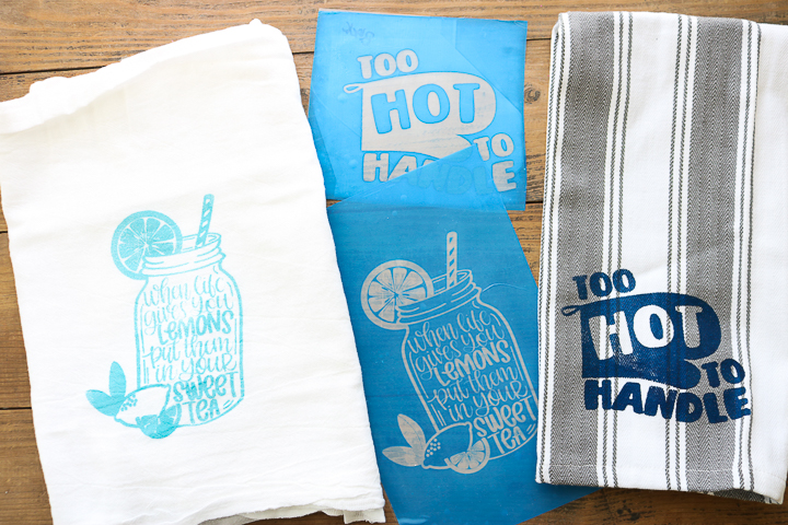 ikonart stencil kit used on dish towels