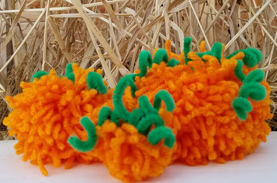 party craft pom pom pumpkins