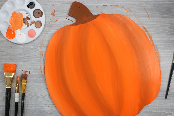 paint shading on wood pumpkin