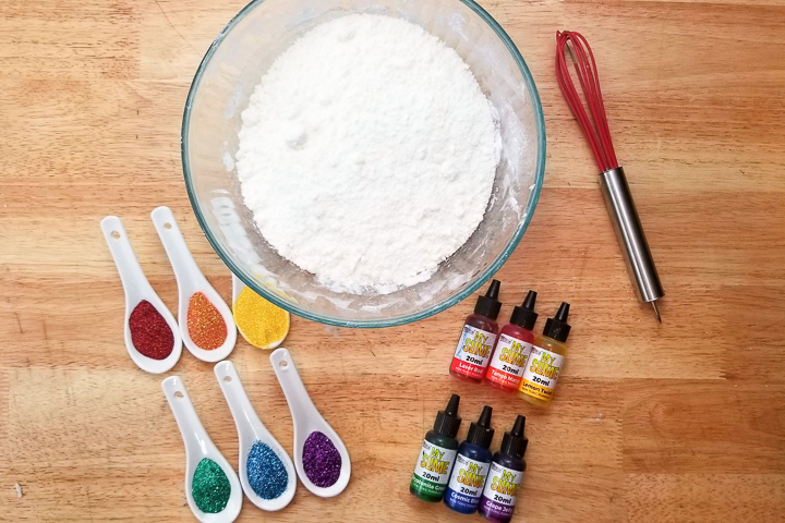 adding colorant to bath bombs